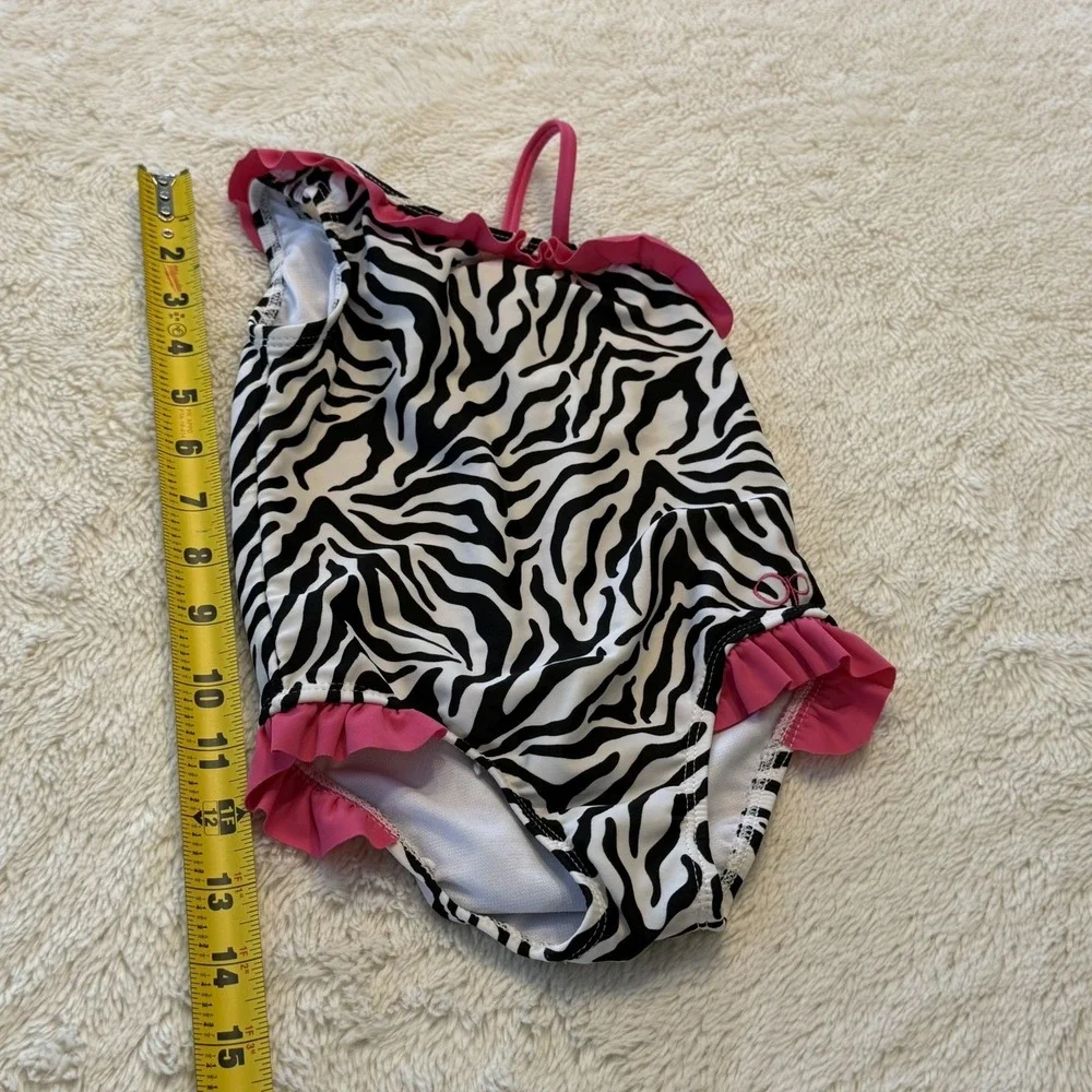 Op 1-Piece girl Toddler Swim Suit Zebra Print Ruffle